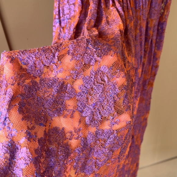 Free People Y2K Whimsigrunge Lace Sheer Tunic Top Embroidered Purple Sz S - Picture 3 of 9